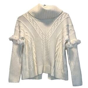 Artisan NY Cream Mixed Knit Split Back Sweater size Small